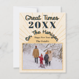 New Year Horizon Celebration Design Cream Holiday Card