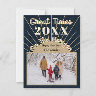 New Year Horizon Celebration Design Midnight Blue Holiday Card