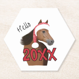 New Year horse Paper Coaster