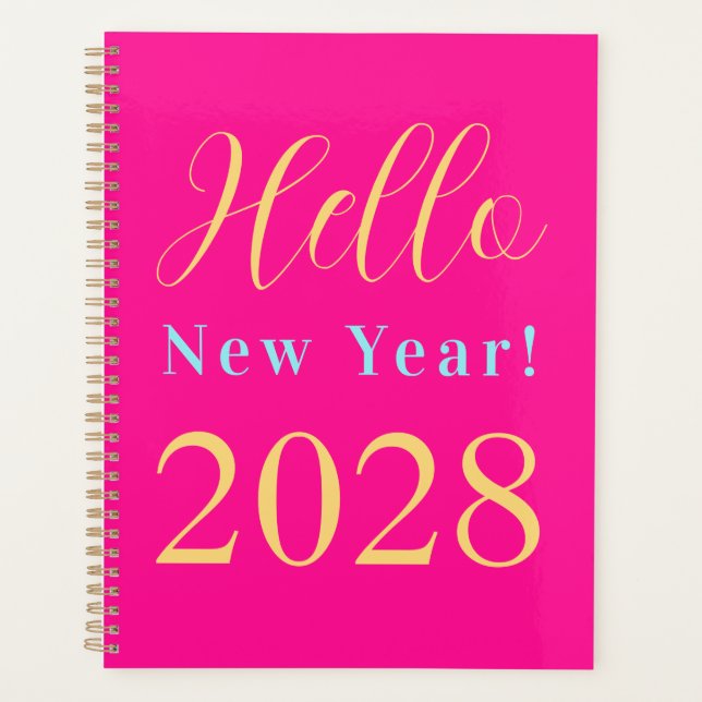 New Year Hot Pink Stylish Planner (Front)