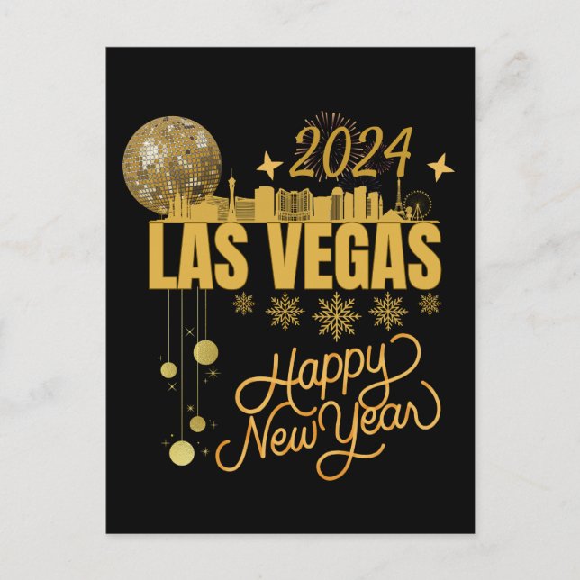 New YEar  in Las Vegas Nevada Travel  Matching NYE Postcard (Front)