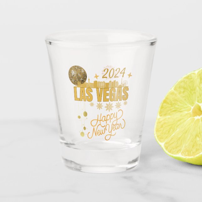 New YEar  in Las Vegas Nevada Travel  Matching NYE Shot Glass (Front)