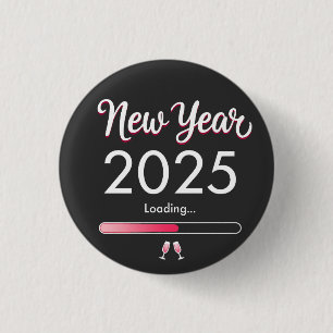 New Year Loading 2025 Happy New Year Xmas 3 Cm Round Badge