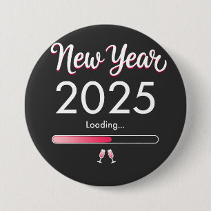New Year Loading 2025 Happy New Year Xmas 7.5 Cm Round Badge