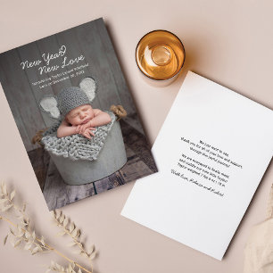 New Year Love Baby Photo Birth Announcement