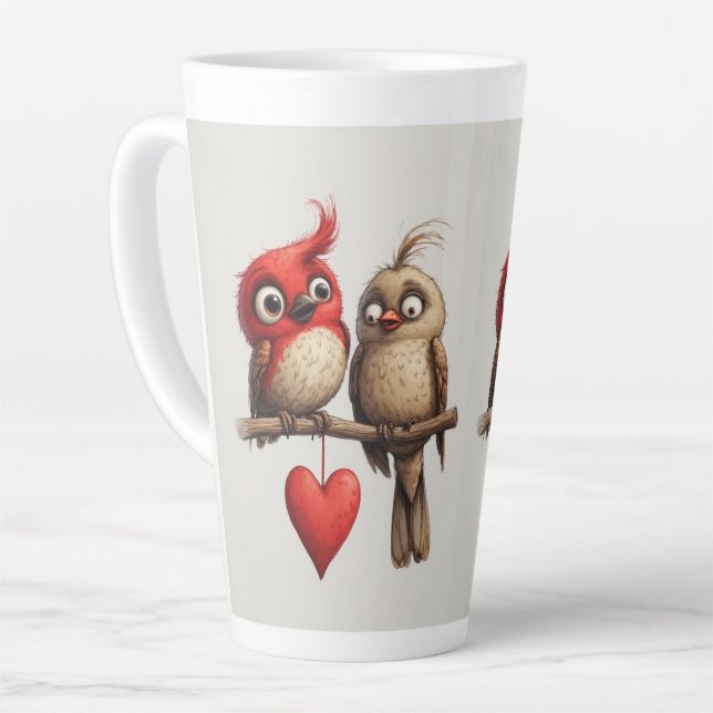New Year, Love, Birds Latte Mug (Left Angle)