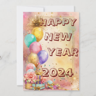 New Year Magic With Balloons & Crackers card