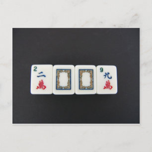 new year mah-jongg holiday postcard