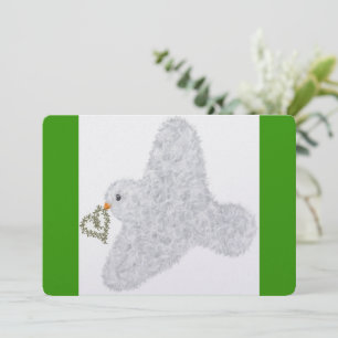 New Year modern dove with olive wreath Holiday Card