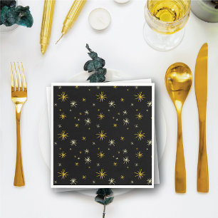 New Year Modern Gold Starbursts Pattern Stylish Napkin