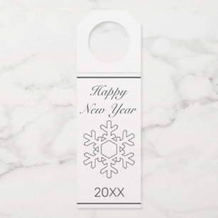 New Year  Modern Minimalist White Birthday Bottle Tag