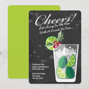New Year Mojito Cocktail Party Personalised Invitation