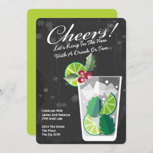 New Year Mojito Cocktail Party Personalised Invitation