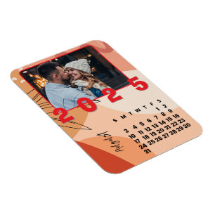 New Year Month August 2025 Calendar Family Photo Magnet