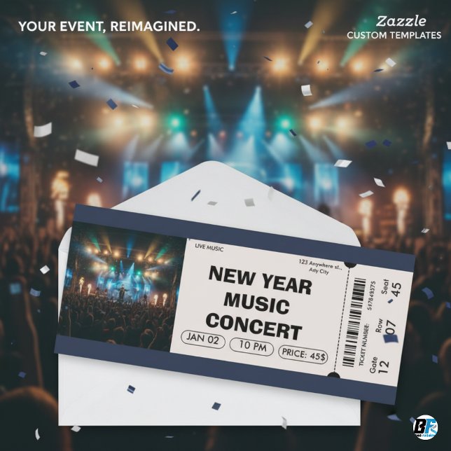 New Year Music Concert Custom Ticket Invitation (New Year Concert Ticket)