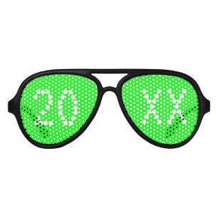 New Year neon green custom number year fun party Aviator Sunglasses