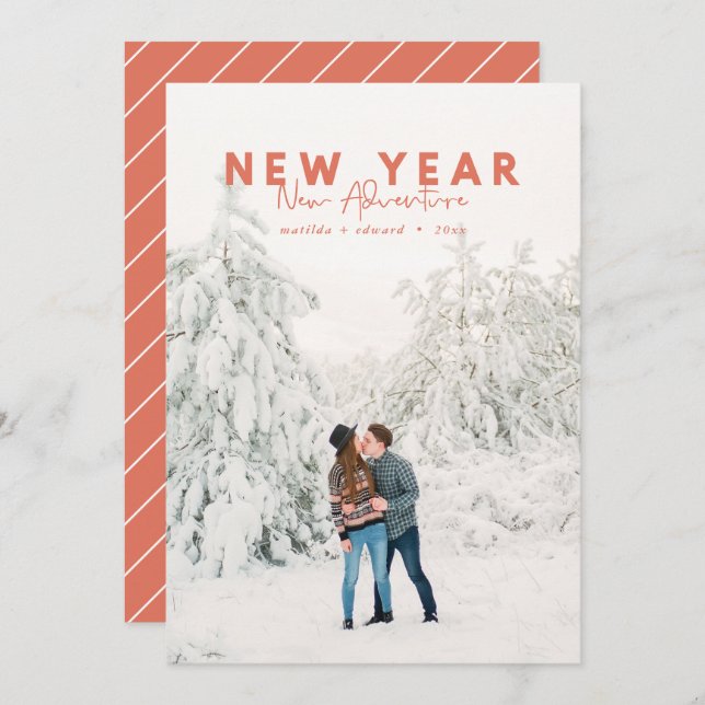 New year new adventure photo holiday card (Front/Back)