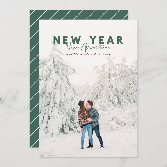 New year new adventure photo holiday card (Front/Back)