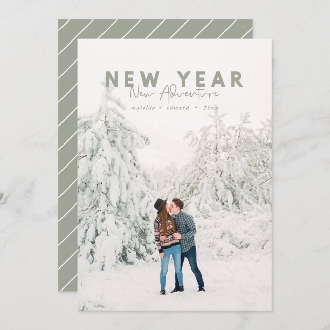 New year new adventure photo holiday card (Front/Back)