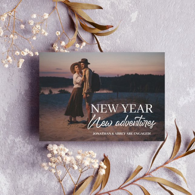 New Year New Adventures Big Photo Engagement Invitation (Creator Uploaded)