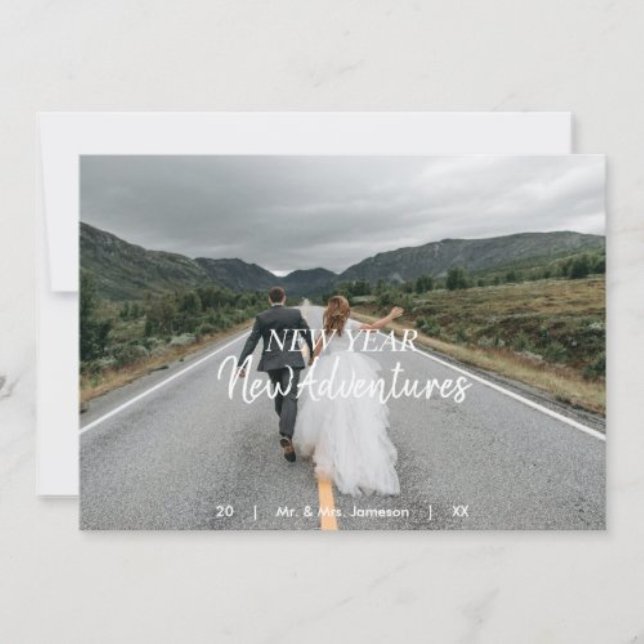 "New Year, New Adventures" | Happy New Year  Holiday Card (Minimal New Year New Adventures design— perfect for a modern and timeless Happy New Year greeting.)