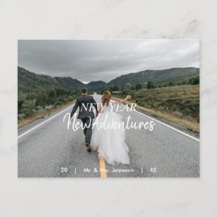 New Year New Adventures Newlywed Photo Holiday Postcard
