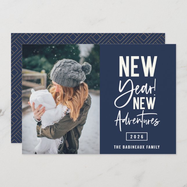 New Year New Adventures Photo Holiday Card (Front/Back)