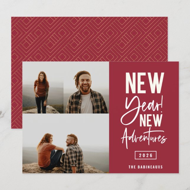 New Year New Adventures Photo Holiday Card (Front/Back)