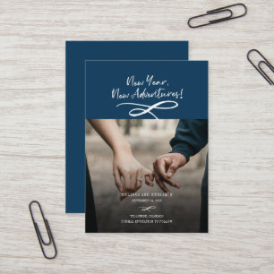 New Year New Adventures Photo Save The Date Business Card