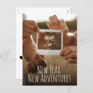 New Year New Adventures Photos Pregnancy Holiday Postcard