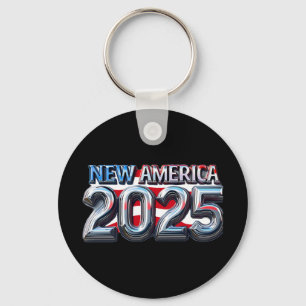 New Year New America 2025 Liquid Metal Patriot Des Key Ring