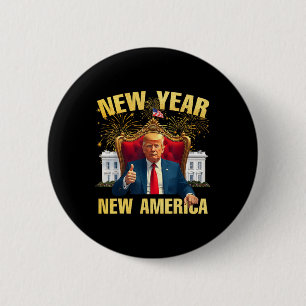 New Year New America Happy New Year Party 2025 Tru 6 Cm Round Badge