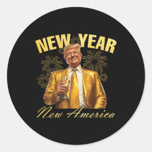 New Year New America Happy New Year Party 2025 Tru Classic Round Sticker