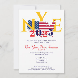 New Year New America Patriotic New Years Eve Party Invitation