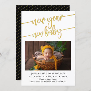 New Year New Baby Photo Birth Announcement