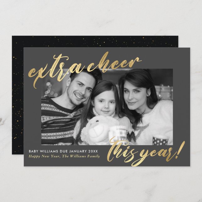 New Year New Baby Photo Pregnancy  Announcement (Front/Back)