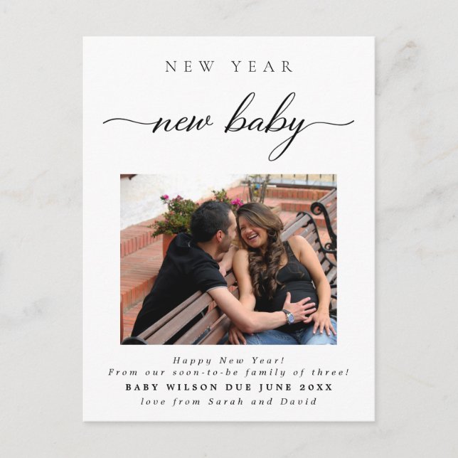 New Year New Baby Photo Pregnancy Announcement Postcard (Front)