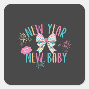 New Year New Baby Pregnancy Mum To Be Square Sticker