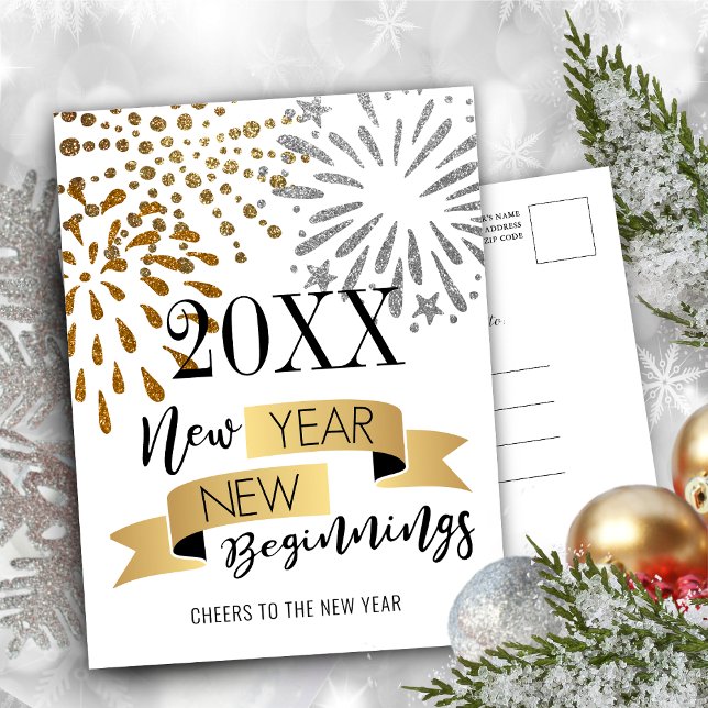 New Year New Beginnings | Cheers to New Year Holiday Postcard (Creator Uploaded)