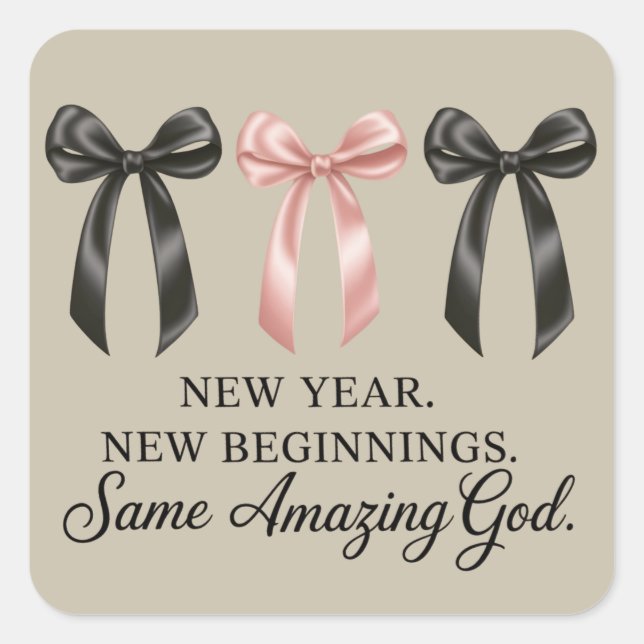 New Year New Beginnings Same Amazing God Religious Square Sticker (Front)