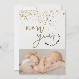 New Year New Bundle of Joy confetti New baby photo Announcement