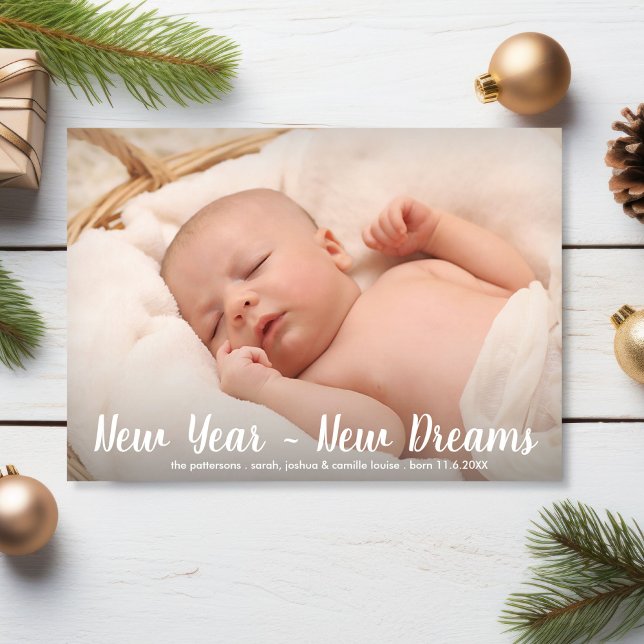 New Year New Dreams Modern Classic Photo Holiday Card (Creator Uploaded)