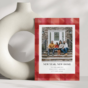 New Year New Home Address Photo Rustic Red Plaid Holiday Card