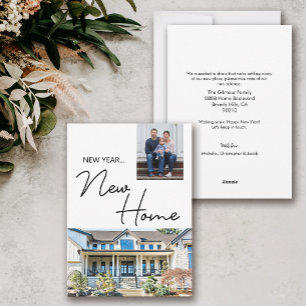 New Year New Home Family Photo and House Holiday Card
