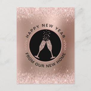 New Year New Home Rose Gold Address Change Postcard