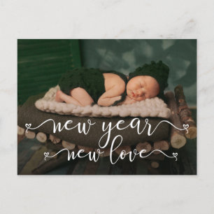 New Year New Love Birth Announcement Postcard