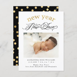 New Year New Love Birth Photo Announcement