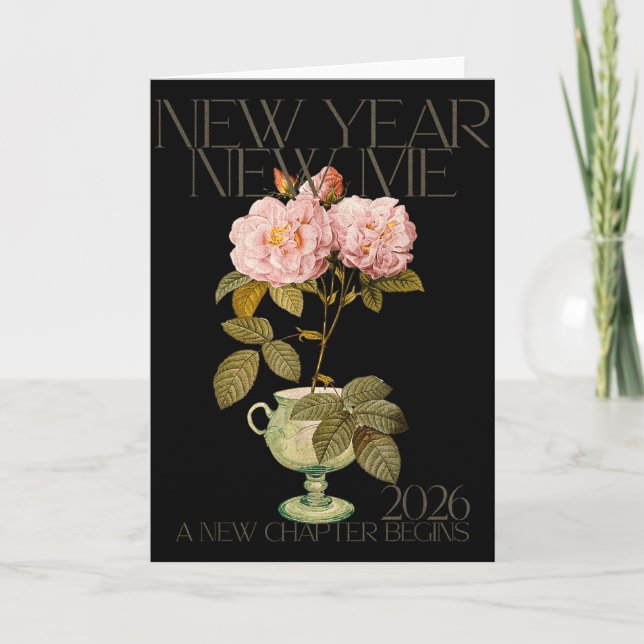 New Year New Me 2026 Floral Aesthetic A New Chapte Card (Front)