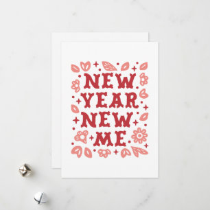 New year new me affirmations floral pink aesthetic holiday card