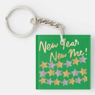 New Year New Me Happy New Year 2022 Festive Green Key Ring